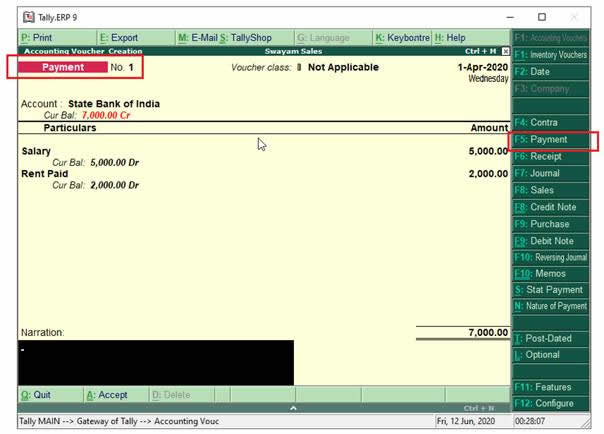 Payment Voucher in TallyErp9